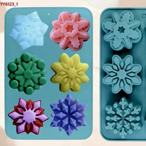 YY6123 6'lı Kar Taneleri Silikon Kalıp